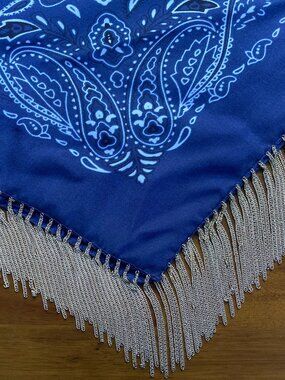 Anthropologie Chain Fringe SILK Bandana Necklace Scarf